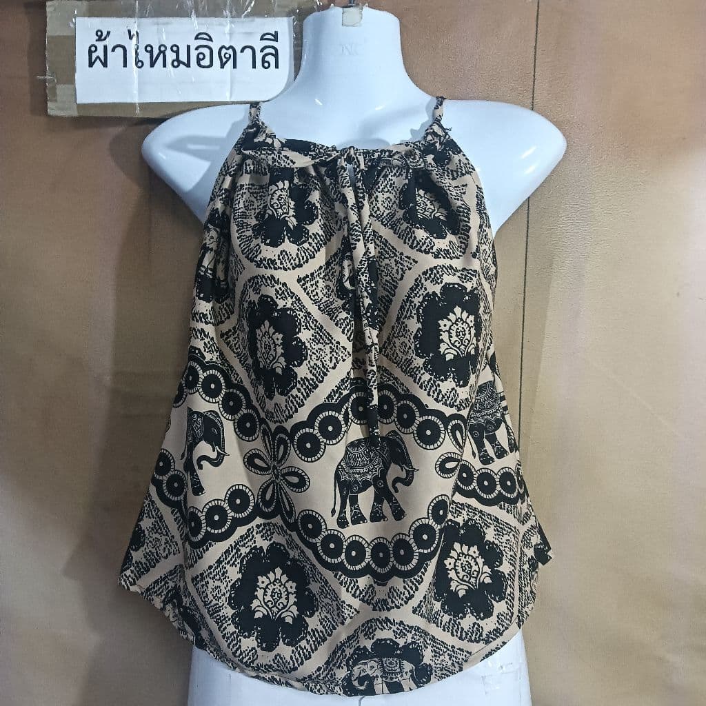 เสื้อสายเดี่ยว ลายช้าง ลายปาเต๊ะ มาใหม่ ผ้าเมมเบิร์ต สปัน รูปที่ 5