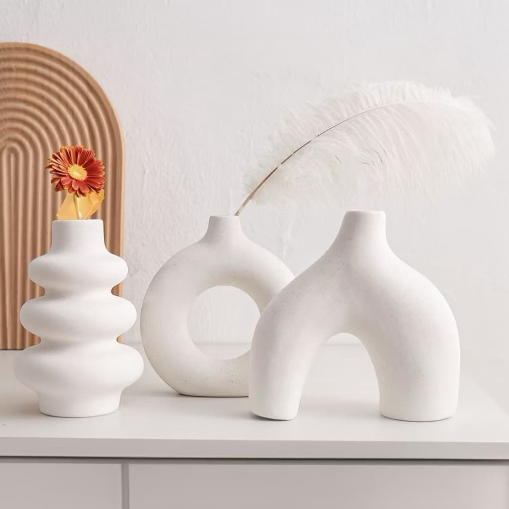 ส่งด่วน แจกันแต่งบ้าน แจกันมินิมอล vase แจกันเซรามิก แจกันนอร์ดิก ของแต่งบ้าน รูปที่ 2