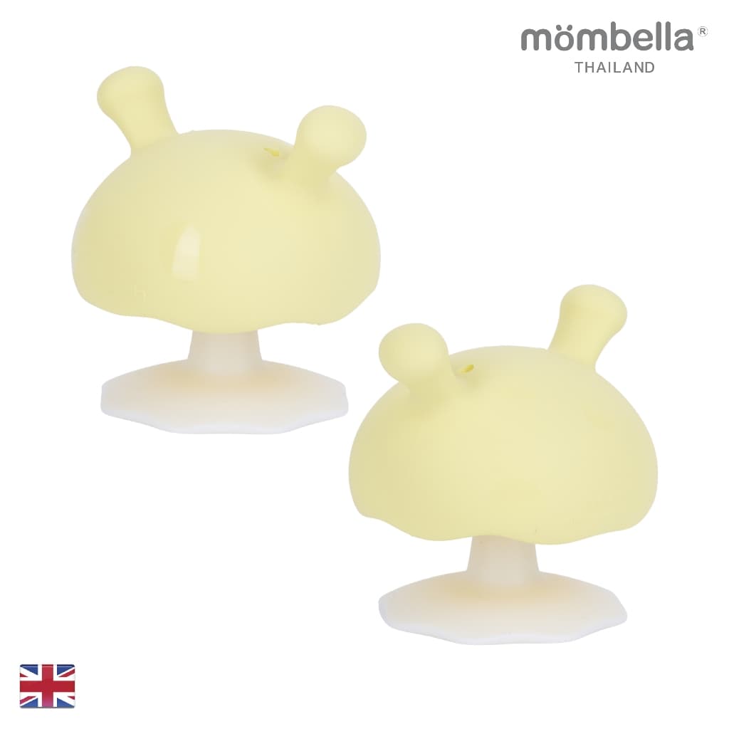 Mombella ยางกัดเห็ดมัมเบล่าสุดนิ่ม ของแท้จากอังกฤษ ปลอดภัยมี มอก. ยางกัดซิลิโคนอันดับ1 Mushroom Teether Milky Yellow รูปที่ 3