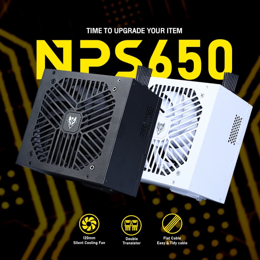 POWER SUPPLY (อุปกรณ์จ่ายไฟ) NUBWO NPS650 650W (BLACK / WHITE) คุณภาพดี มีสีขาวและดำ