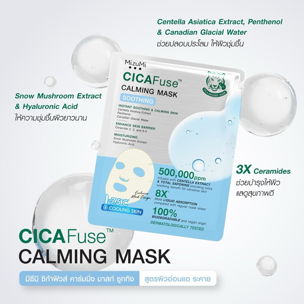 /มีไลฟ์ MizuMi CICAFuse Calming Mask มาสก์หน้ามี 3 สูตร รูปที่ 9