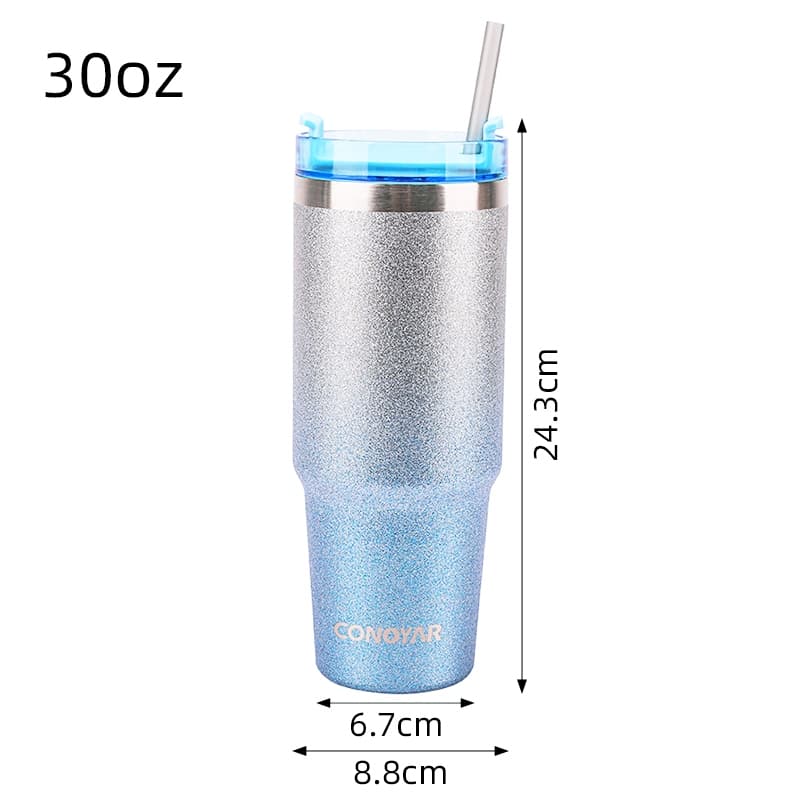 CONOYAR แก้วเก็บความเย็น 900ML สแตนเลส304 รับประกันไอน้ำไม่เกาะแก้ว 30 ออนซ์ จากไทย สีทูโทนกากเพชร T01291 รูปที่ 9