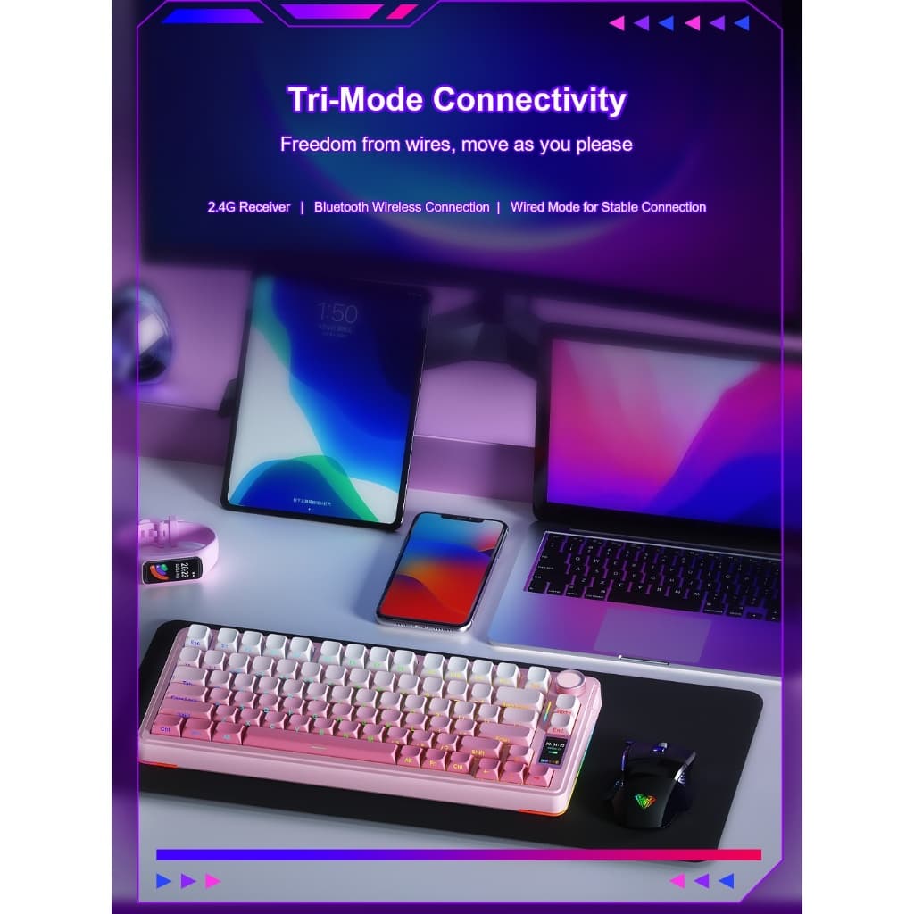 คีย์บอร์ดไร้สาย - AULA S75Pro - Display Gasket Mechanical Keyboard คีย์ไทย รับประกัน 2 ปี รูปที่ 7