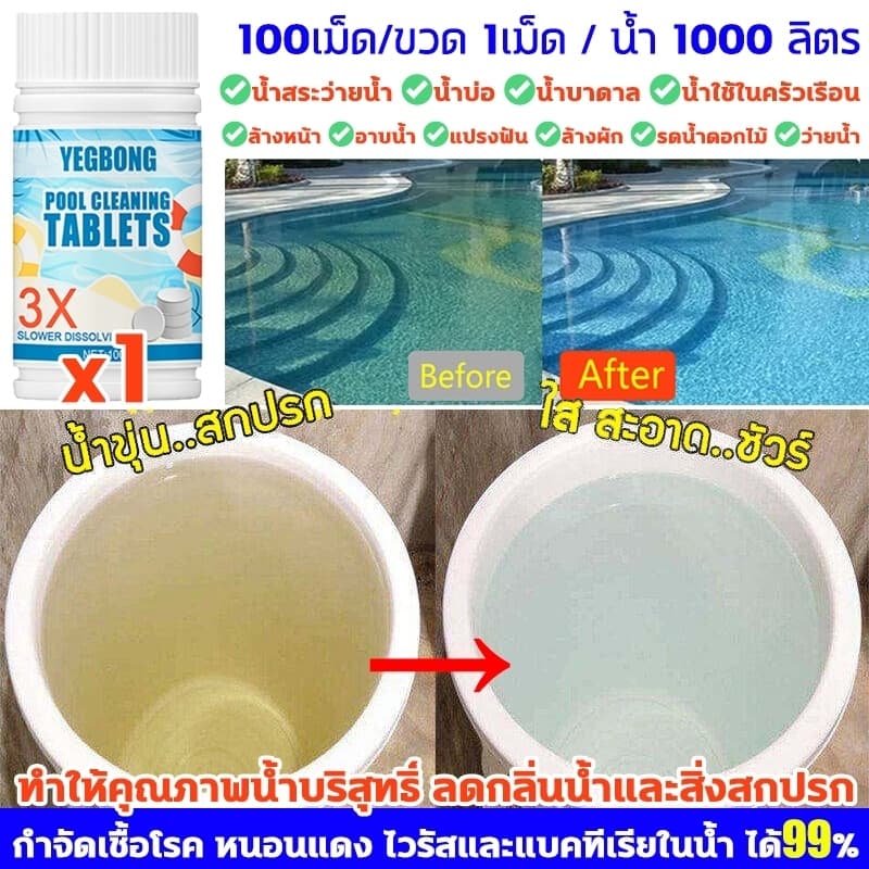คลอรีนเม็ด ยับยั้งแบคทีเรีย99% คลอรีนก้อน ฆ่าเชื้อ กำจัดกลิ่นในน้ำ เม็ดฟู่ คลอรีนใส่น้ำ ผิวจะดีขึ้น คอรีน คลอรีนสระน้ำ รูปที่ 3