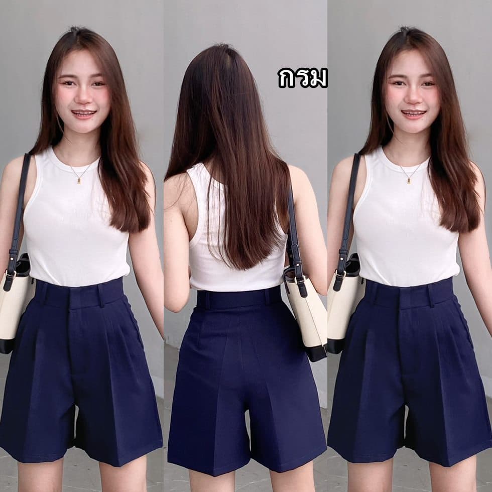 กางเกงขาสั้นสำหรับสาวสะโพกใหญ่ ยาว 17 นิ้ว ขอบเอวสูง 2 นิ้ว ช่วยเก็บหน้าท้อง รูปที่ 8