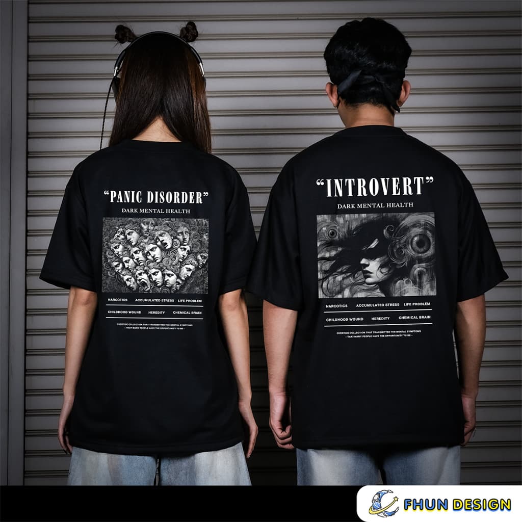 FhunDesign เสื้อยืดโอเวอร์ไซส์ คอลเลกชั่น DARK MENTAL HEALTH รูปที่ 4