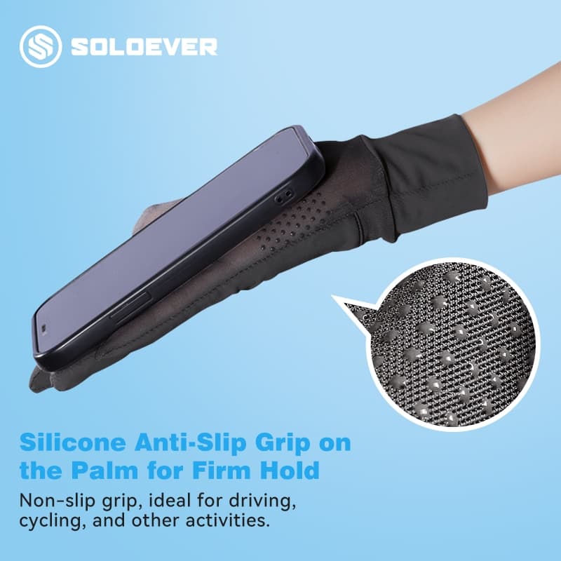 SOLOEVER Cycling gloves UPF 50+ ป้องกันรังสียูวี Women's ถุงมือขับรถหน้าจอสัมผัสแบบตาข่ายสำหรับป้องกันแสงแดด รูปที่ 4