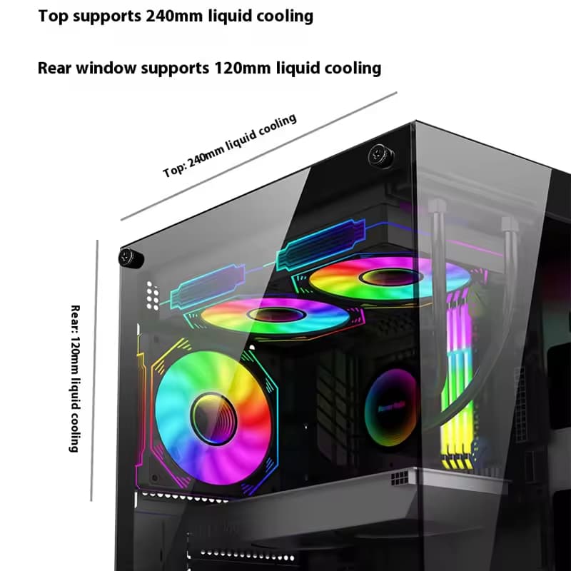 เคสคอมพิวเตอร์ MATX ATX Panorama Tempered Gaming Case เบอร์แก้ว toughened 3 มม รับประกันสินค้า 1 ปี รูปที่ 3