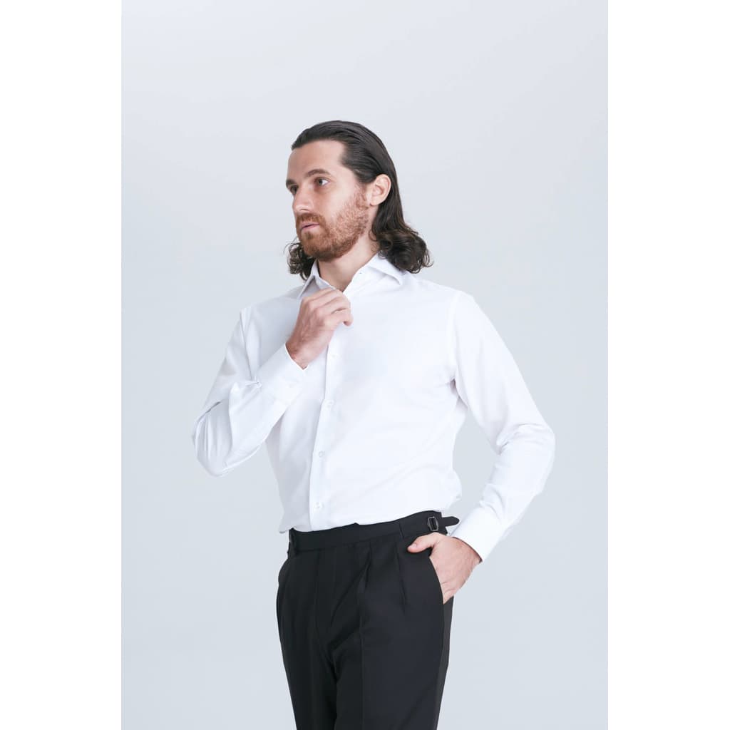 The Finery - The Windsor เสื้อเชิ้ตผู้ชาย สีขาว White | คอปก Italian Cutaway | ผ้ายับยาก รูปที่ 1