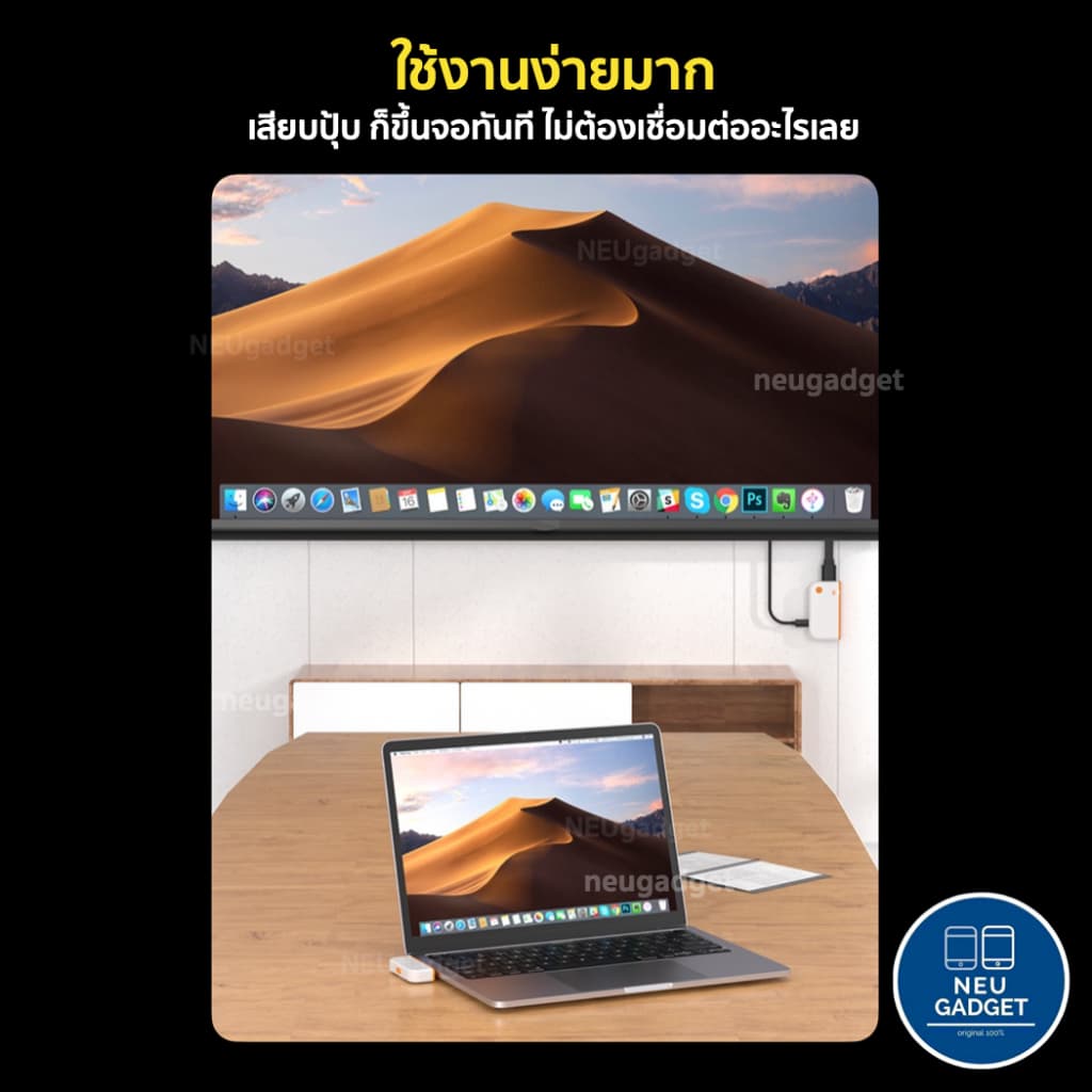 อุปกรณ์แชร์หน้าจอไร้สาย 1080P HDTV to Type-C HDMI Wireless Transmitter Receiver รับสัญญาณถึง 50เมตร รูปที่ 2