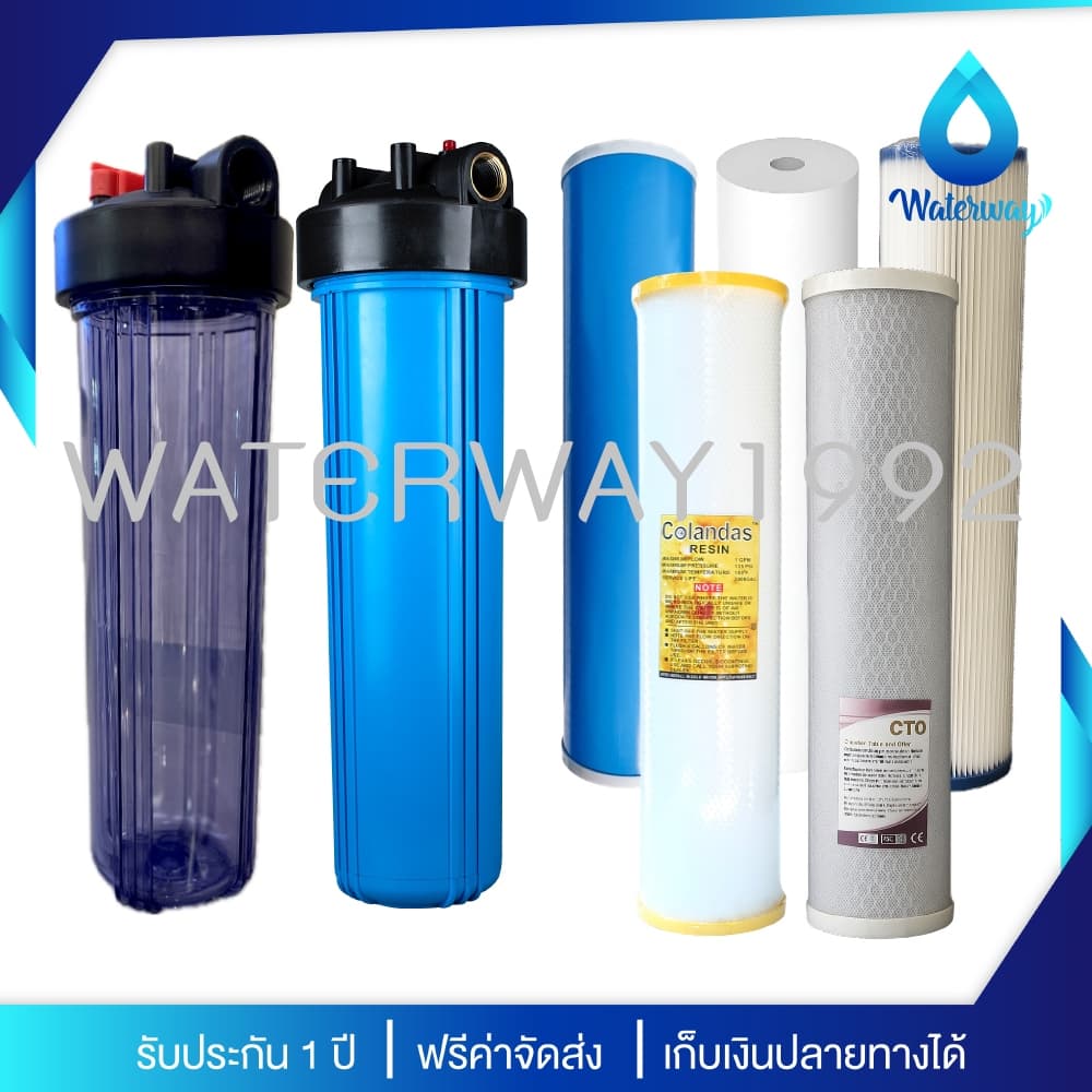 TREATTON เครื่องกรองน้ำ BIG BLUE ขนาด 20 นิ้ว ทึบ/ใส เกลียว 1 นิ้ว ทองเหลือง/ธรรมดา อุปกรณ์ครบชุด รูปที่ 1