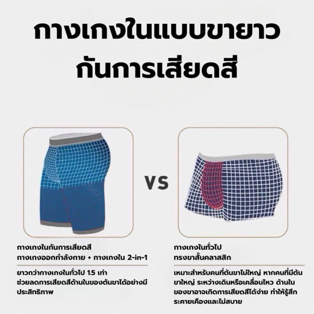 8367 กางเกงในผู้ชายขายาว ลดขาเบียด ผ้าคอตตอนเย็น ระบายอากาศดี ใส่สบาย ไม่ม้วนขา รูปที่ 7
