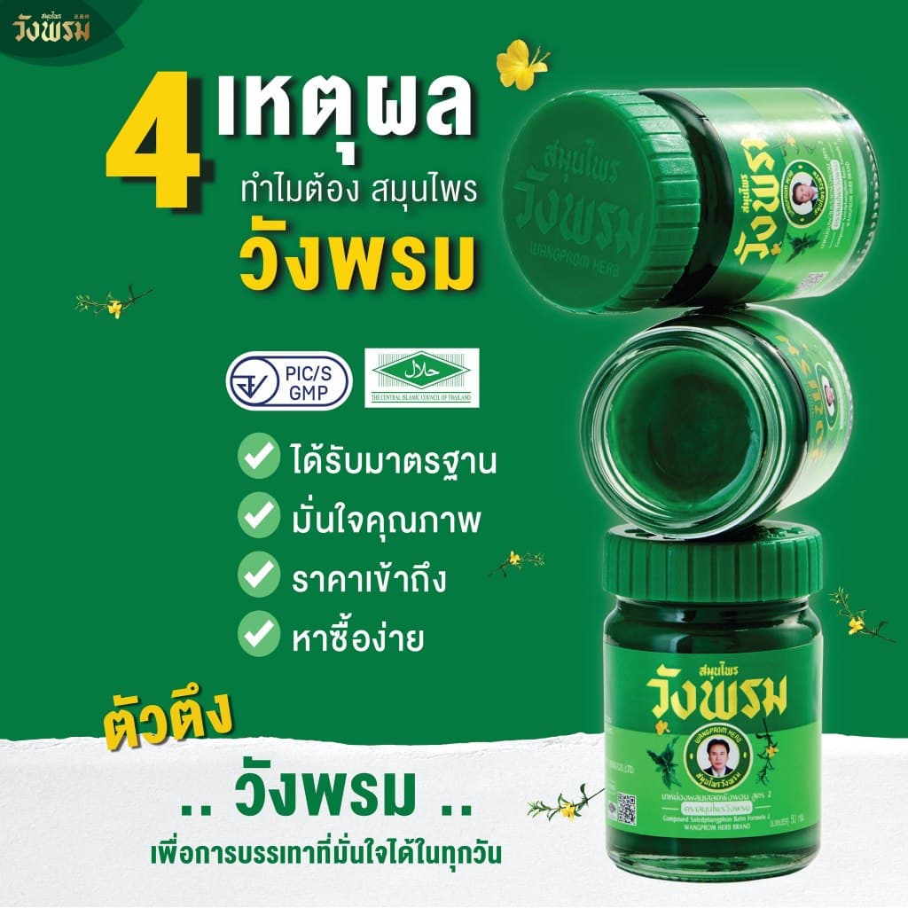 Wangpromherb สมุนไพรวังพรม ยาหม่องผสมเสลดพังพอน สูตร2 ขนาด 20 กรัม รูปที่ 6