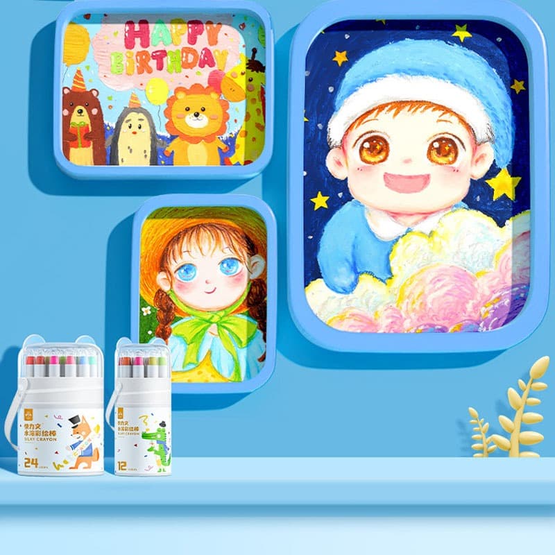 สีเทียนระบายน้ำ สีเทียนปลอดสารพิษ สีเทียนเด็กปลอดสารพิษ 12/24/36/48สี ซักได้ หมุนได้ ของเล่นระบายสี รูปที่ 7