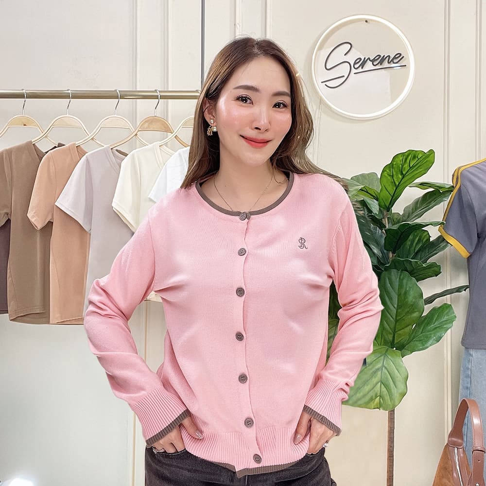 Serene's Choice เสื้อไหมพรม คาร์ดิแกน ทูโทน รุ่น Darel ผ้าถักคุณภาพ แขนยาว ติดกระดุม Cardigan รูปที่ 8