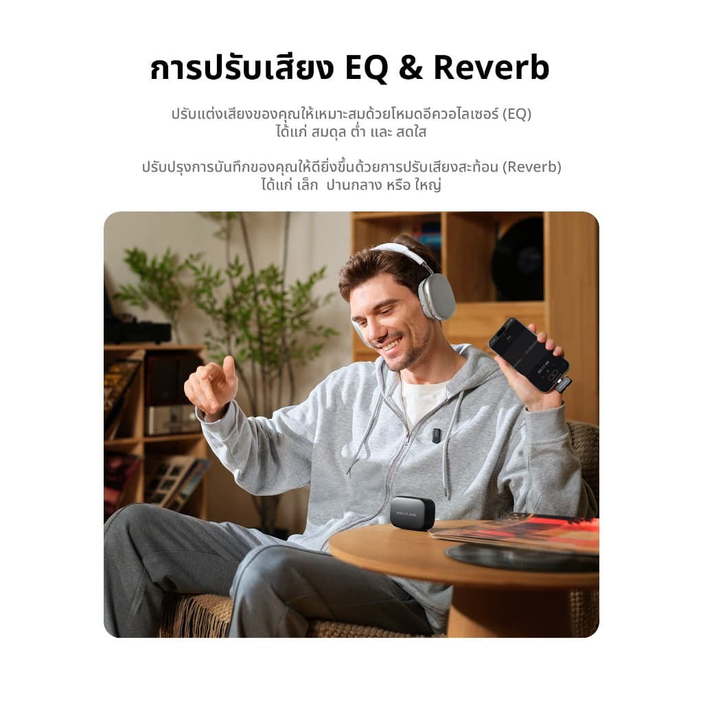 Hollyland LARK A1 ไมโครโฟนไร้สายขนาดเล็กสําหรับ iPhone USB-C การสร้างวิดีโอVlogging สตรีมสดคุณภาพสูง รูปที่ 3