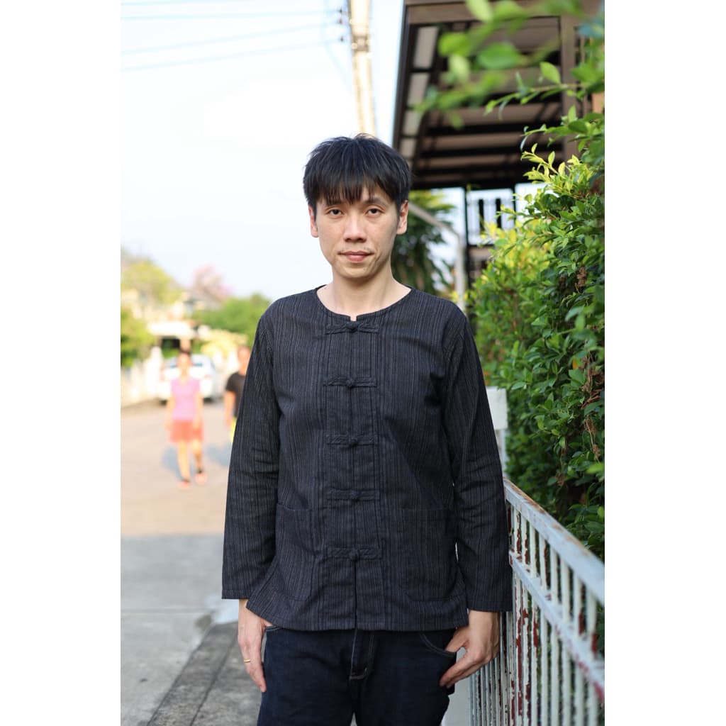 เสื้อพื้นเมืองผ้าฝ้ายสีดำ แขนสั้น/แขนยาว 6แบบ ใส่ได้ทั้งชาย หญิง รูปที่ 8