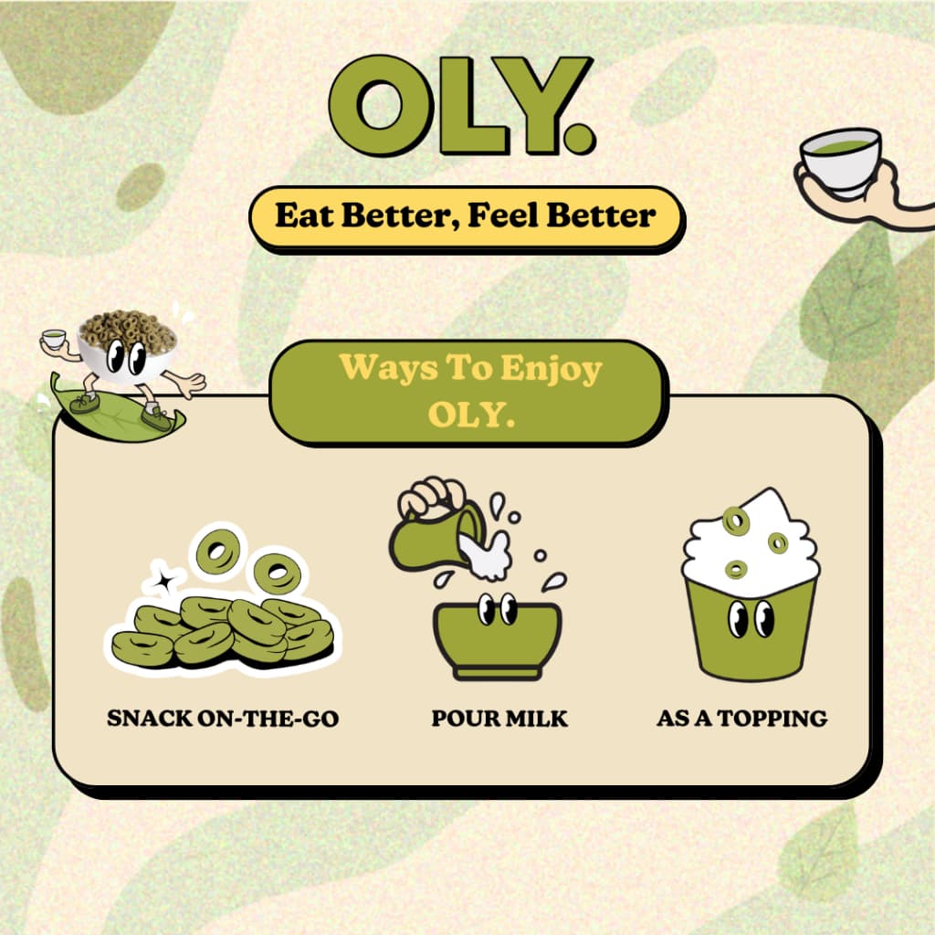OLY. Go Matcha Plant Based High Protein Cereal 45g โอลี่ ซีเรียลโปรตีนสูง รสมัทฉะ 45g รูปที่ 7