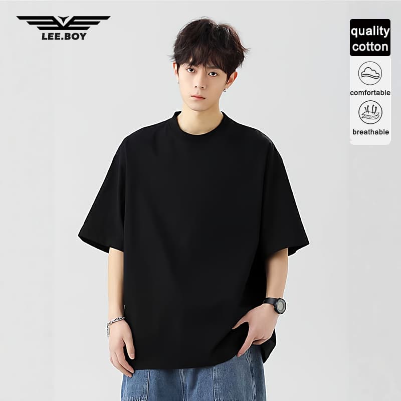 กันเหงื่อไม่ให้เห็น สีดำสนิท คุณภาพดี Unisex สไตล์เรียบง่าย เสื้อยืดสีดำ เสื้อคอกลม จากกทม รูปที่ 1
