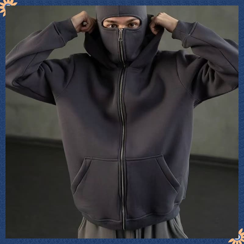 CODเสื้อฮู้ดนินจาHoodie with 2 Balaclava Face Covers, Unisex Hoodie in Non-Ruffled กันหนาวและป้องกันแสงแดด เสื้อฮู้ด รูปที่ 7