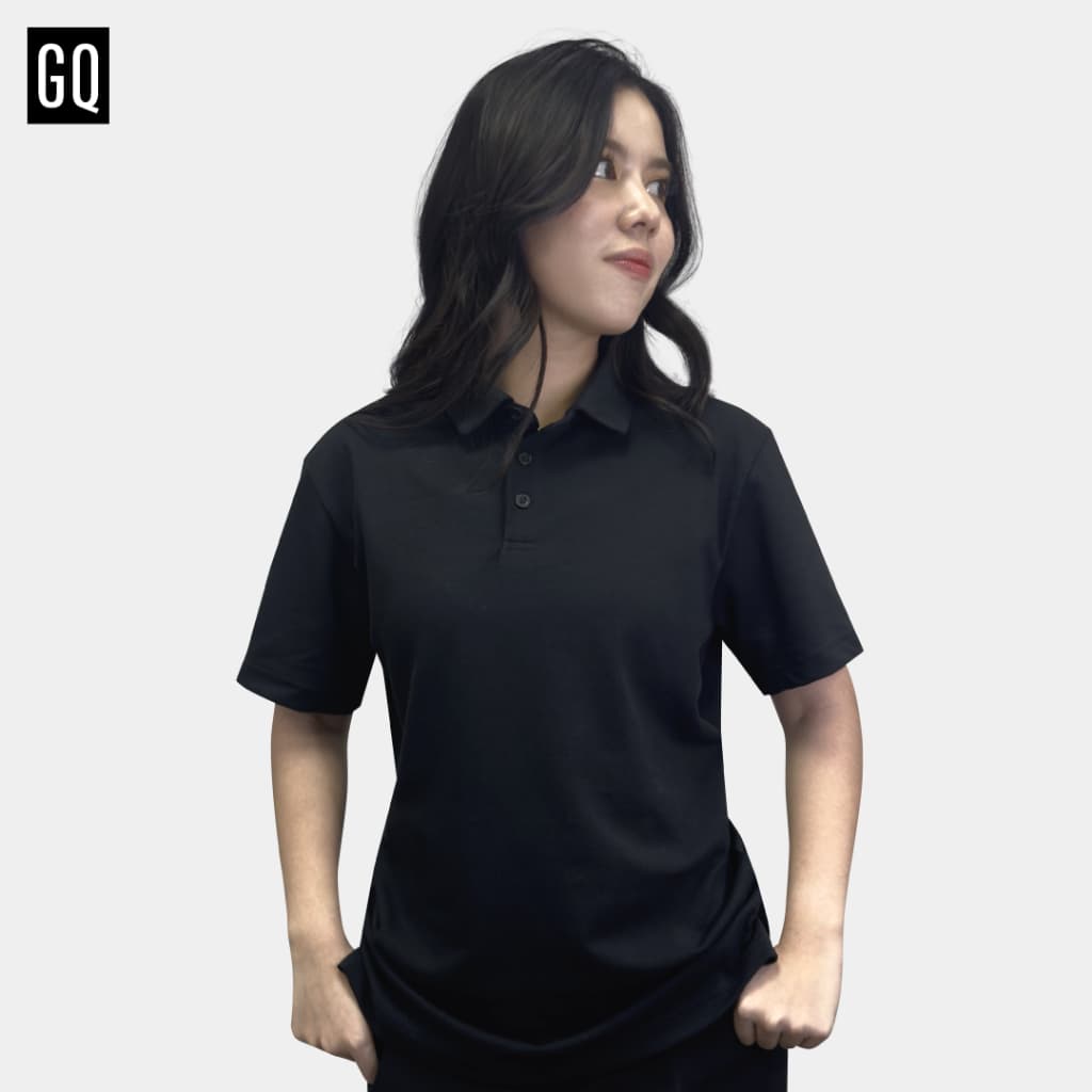 GQ Black Polo เสื้อโปโลผู้หญิงสามกระดุม สีดำคลาสสิก ใส่สบาย แมตช์ง่าย ระบายอากาศ รูปที่ 3