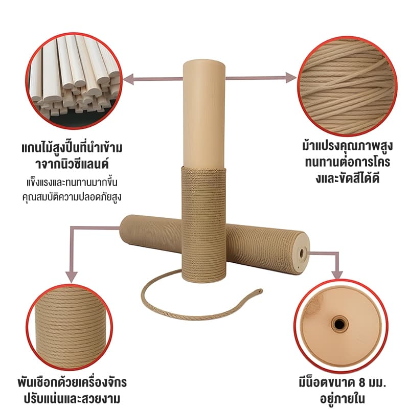 คอนโดแมว คอนโดแมวไม้ เสาลับเล็บแมวได้ คอนโดกำมะหยี่และคอนโดไม้ แน่นไม่สั่น เหมาะสำหรับแมว 3-6 ตัว รูปที่ 5