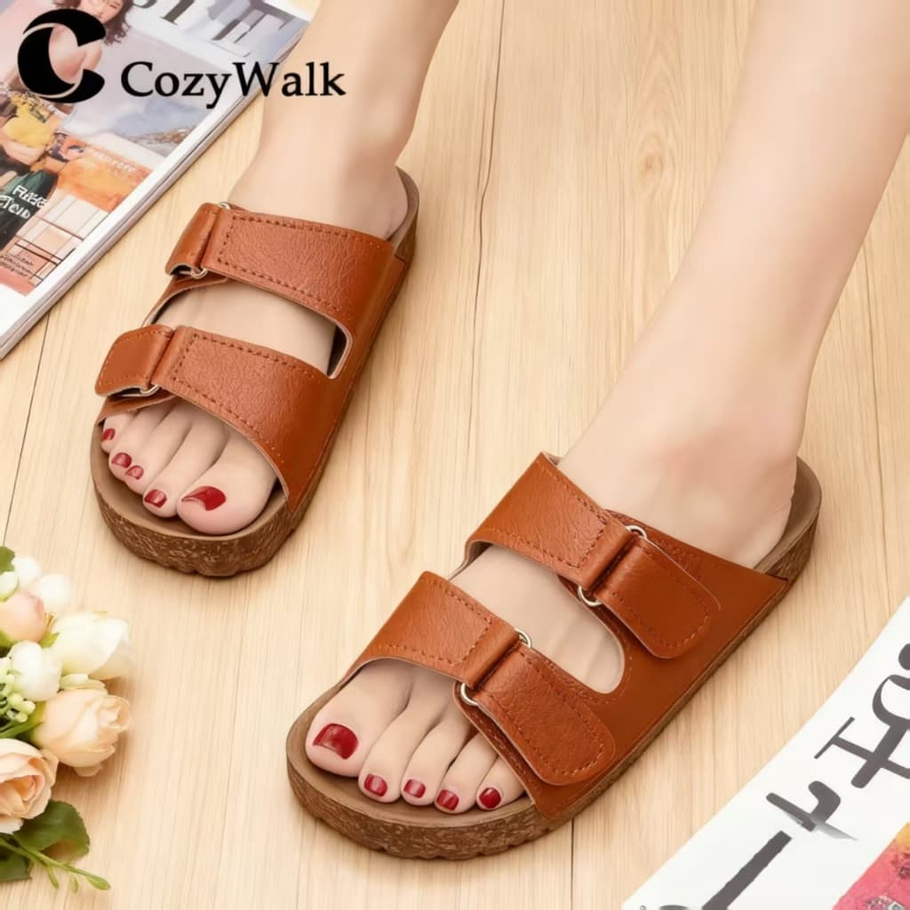 CozyWalk รองเท้าแตะคู่รัก สายคู่ ปรับขนาดได้ พื้นนุ่ม เดินสบาย ใส่ได้ทั้งชายหญิง สไตล์มินิมอล จากไทย รูปที่ 9