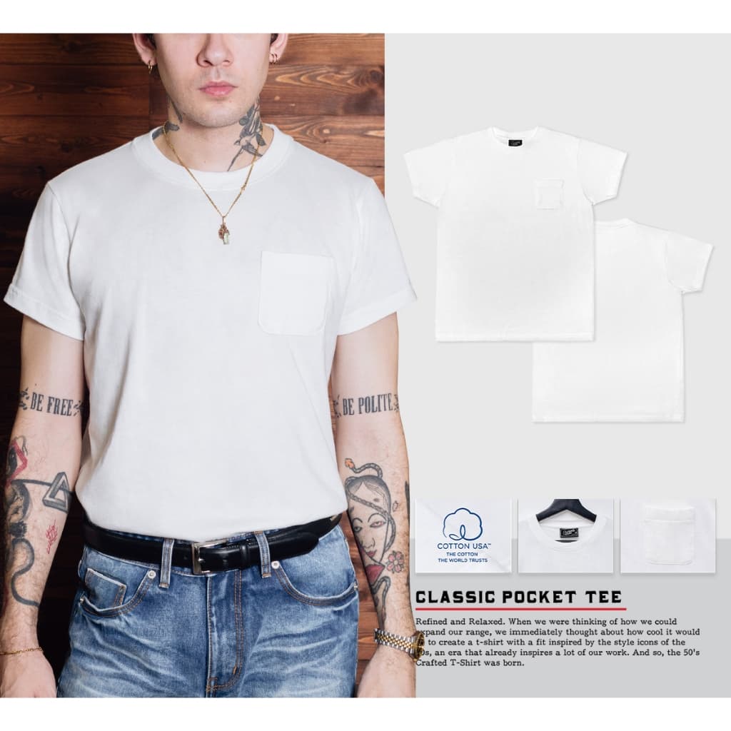 Simple&Raw - เสื้อยืด TS759 Classic Pocket Tee รูปที่ 3