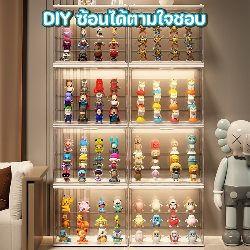 กล่องใส่โมเดล ตู้โชว์ตุ๊กตา ของสะสม กล่องใส มีหลายขนาด วางซ้อนได้ สําหรับหอพัก ห้องนั่งเล่น สํานักงาน ดีไซน์สวยงาม รูปที่ 5
