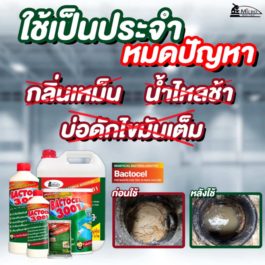 Bactocel แบคโตเซล 2001 1000 มล. + 3001 1000 มล. จุลินทรีย์ปรับสภาพน้ำเสีย และจุลินทรีย์ย่อยสลายกากไขมัน รูปที่ 6