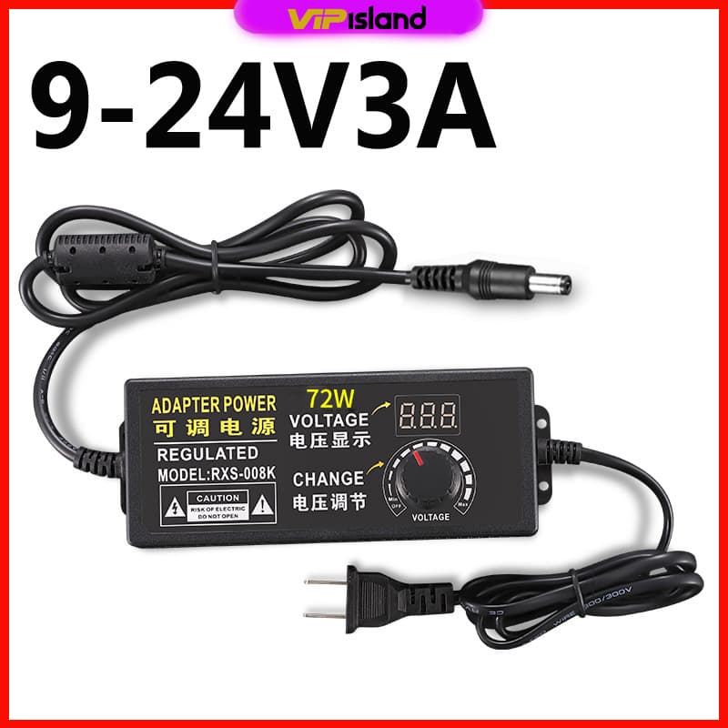 adapterปรับโวลท์ได้ 9-24V 3A อะแดปเตอร์ปรับพลังงาน 9-24V ช่วงกว้างป้องกันการรบกวน