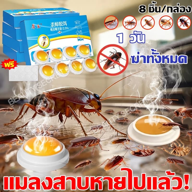 Beauty เจลฆ่าแมลงสาบ 8 เม็ด/กล่อง 1 เจลกำจัดแมลงสาบ ฆ่าแมลงสาบ ฆ่าทั้งรัง ล่อแมลงสาบ กาวน์ดักแมลง ป้องกันแมลงสาบ รูปที่ 1