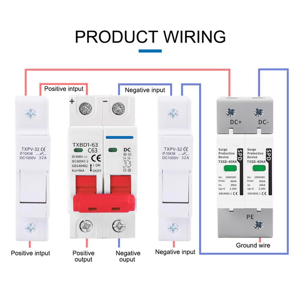 เล็กสวิตช์แบตเตอรี่เบรกเกอร์ พลังงานแสงอาทิตย์ 2P DC MCB1000VAC 400V 63A สําหรับระบบPhotovoltaicPV รูปที่ 3