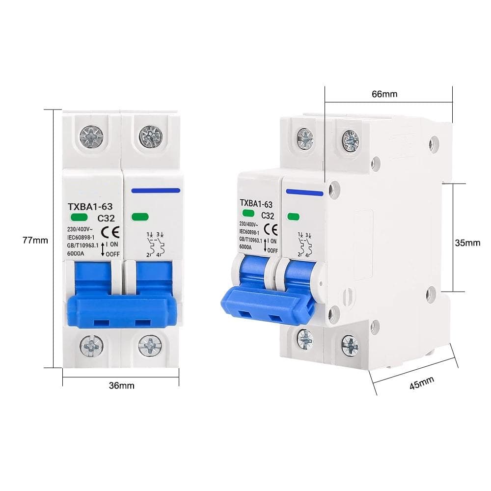 เล็กสวิตช์แบตเตอรี่เบรกเกอร์ พลังงานแสงอาทิตย์ 2P DC MCB1000VAC 400V 63A สําหรับระบบPhotovoltaicPV รูปที่ 4