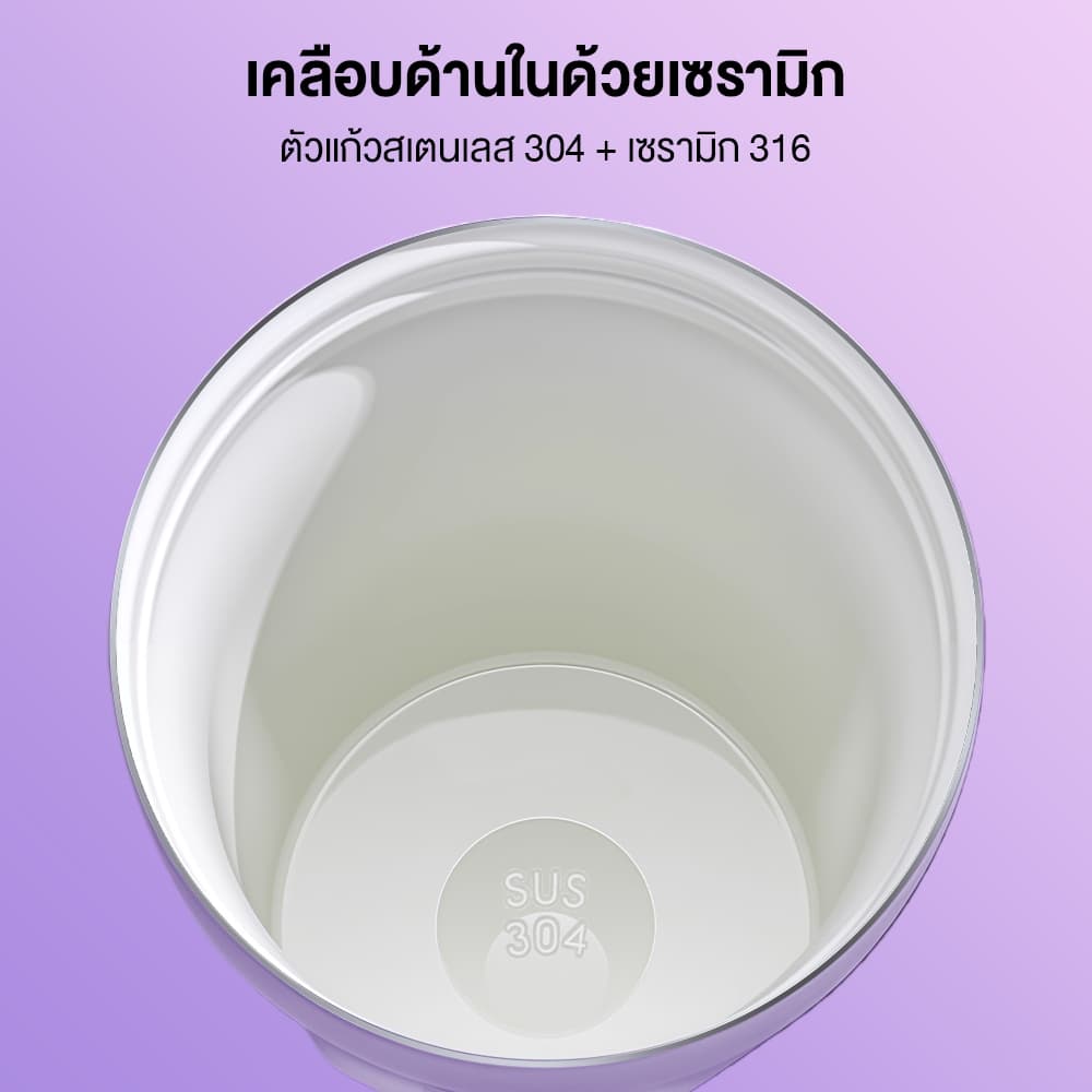 Hohoo แก้วเก็บความร้อน แก้วกาแฟ 420ml เก็บร้อน 8 ชม เย็น 12 ชม พกพาสะดวก เคลือบด้านในด้วยเซรามิก แก้วสุญญากาศ รูปที่ 5