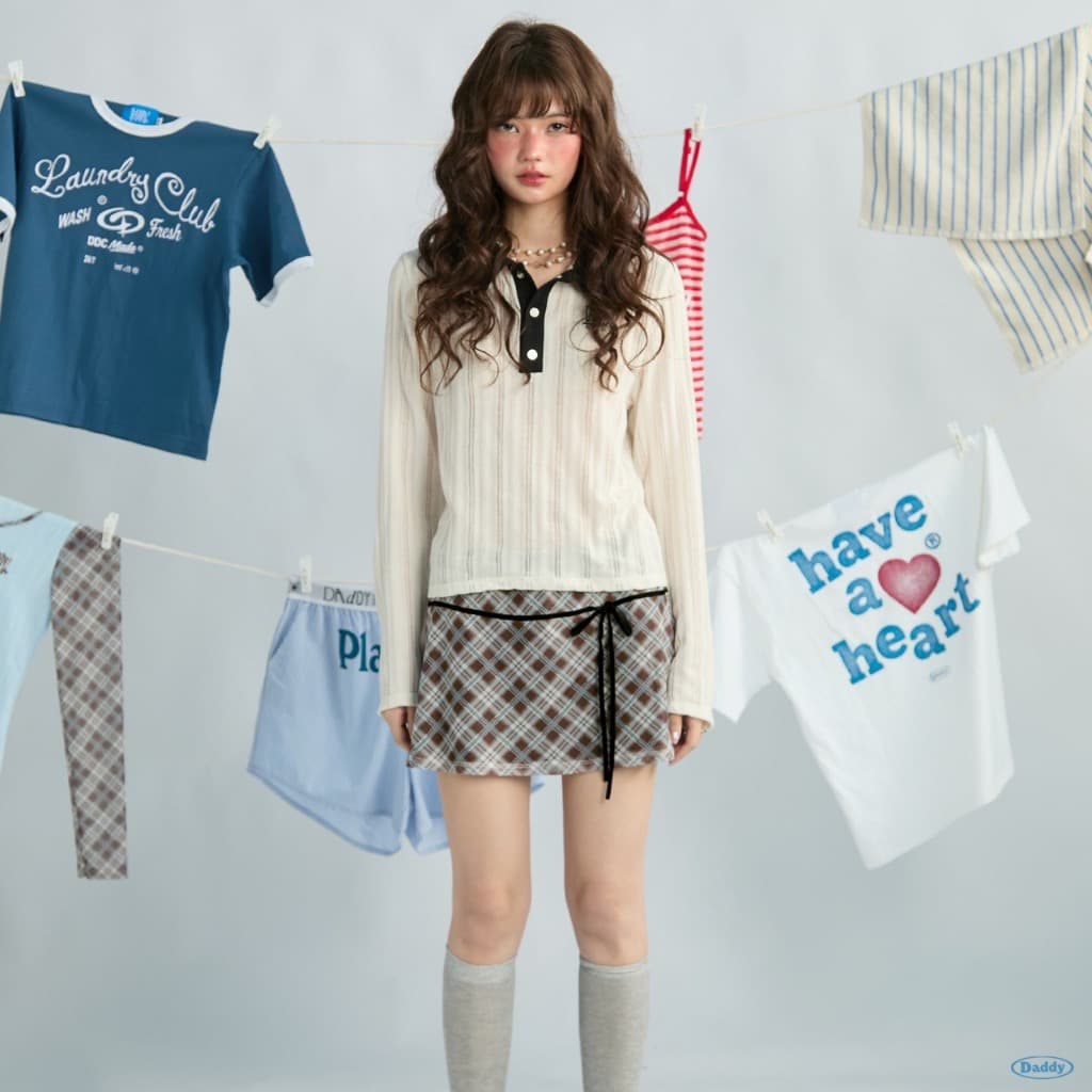 DADDYCLUB | Kirdy Skirt กระโปรงเอวต่ำ ลาย tartan สุดน่ารัก รูปที่ 3