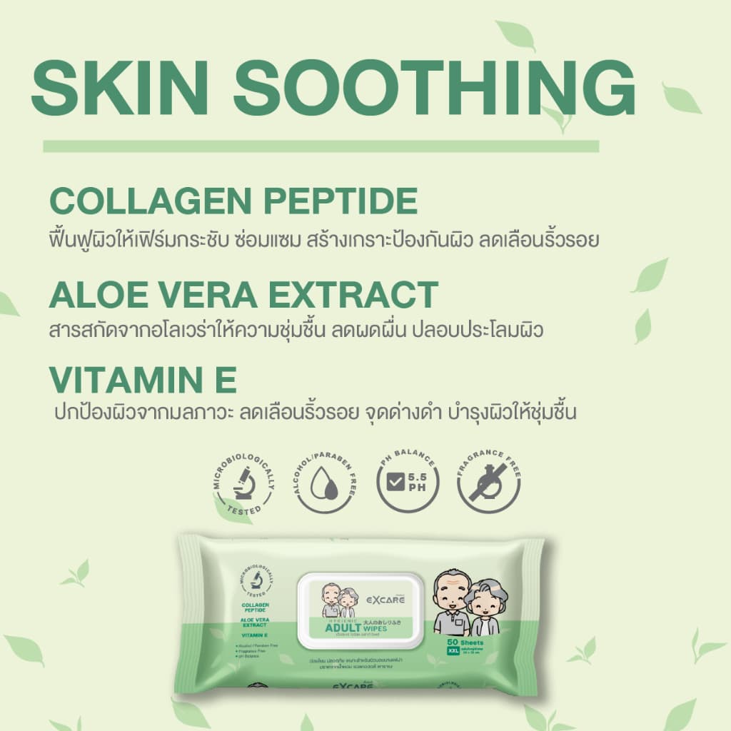 ทิชชู่เปียกสำหรับผู้ใหญ่ EXCARE ADULT Wipes XXL 50 แผ่นใหญ่ ผ้านุ่มชุ่มชื่น แผ่นใหญ่พิเศษ รูปที่ 4