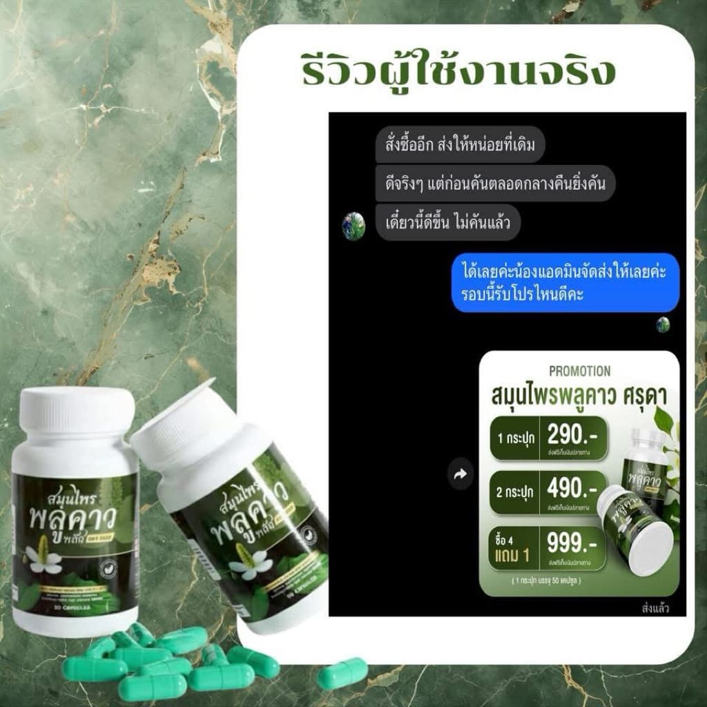 Plukaow plus พลูคาวพลัส ศรุดา 1 กป 50 แคป รูปที่ 3