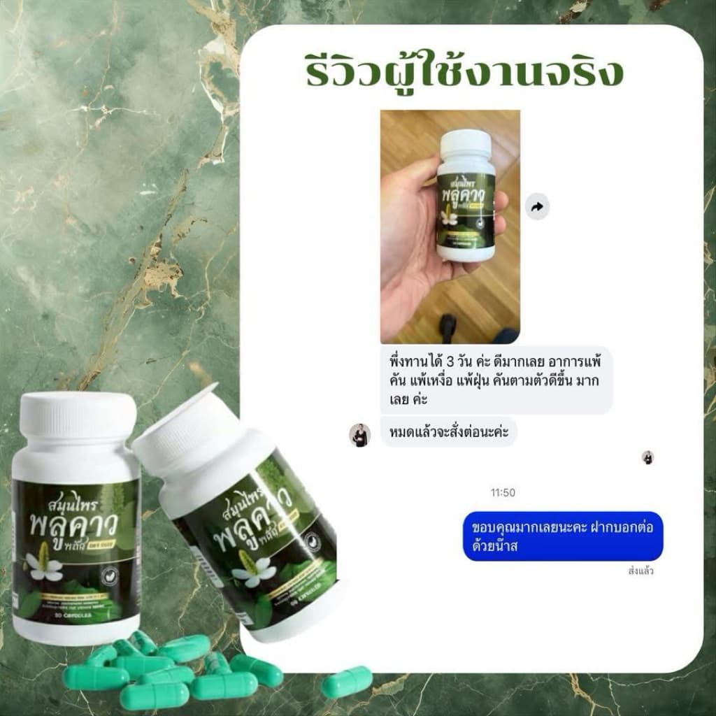 Plukaow plus พลูคาวพลัส ศรุดา 1 กป 50 แคป รูปที่ 7