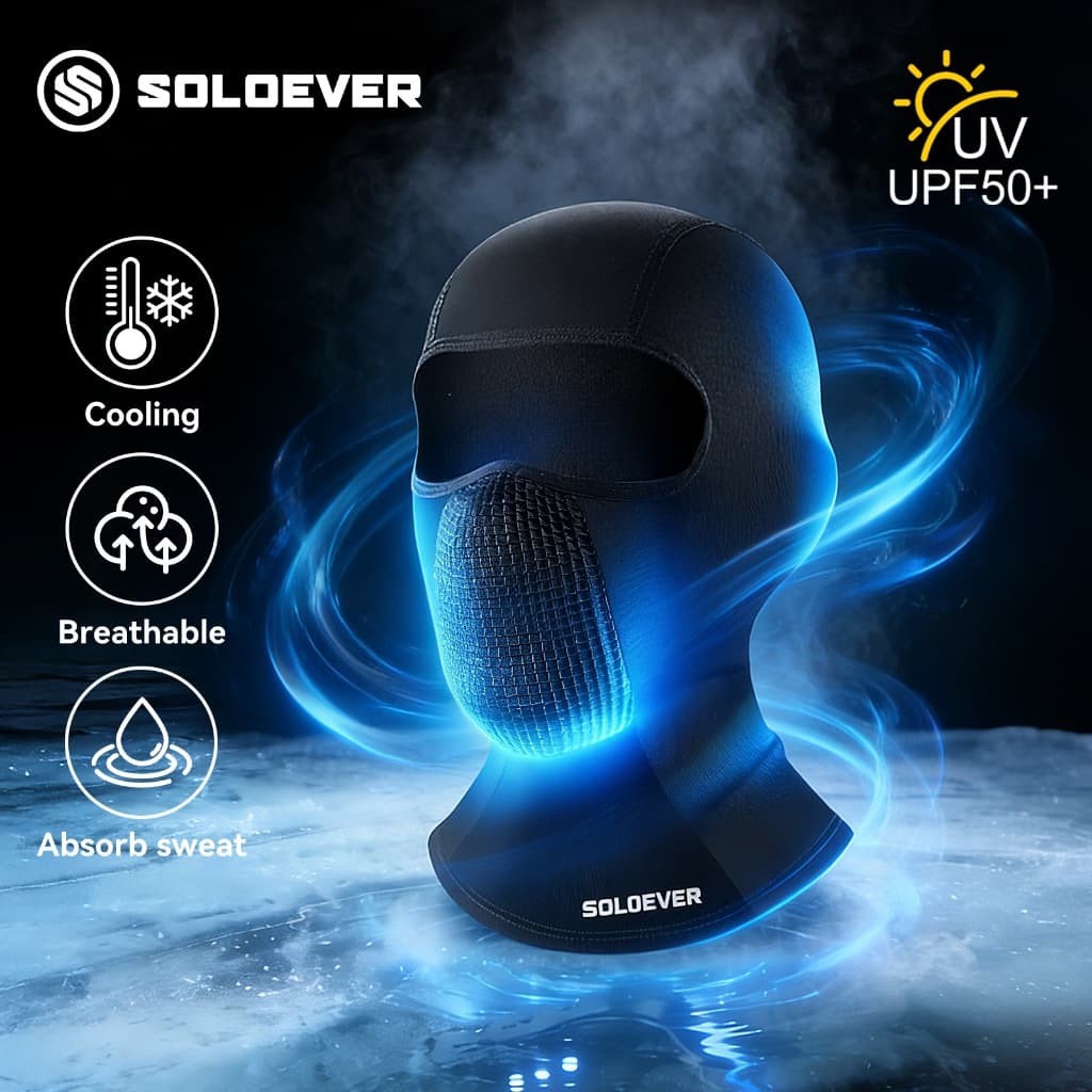 SOLOEVER Balaclava Face Mask สําหรับขี่รถจักรยานยนต์และขี่จักรยาน Biker Mask PM2.5โม่งระบายอากาศ กันฝุ่น กันรังสีuv รูปที่ 2