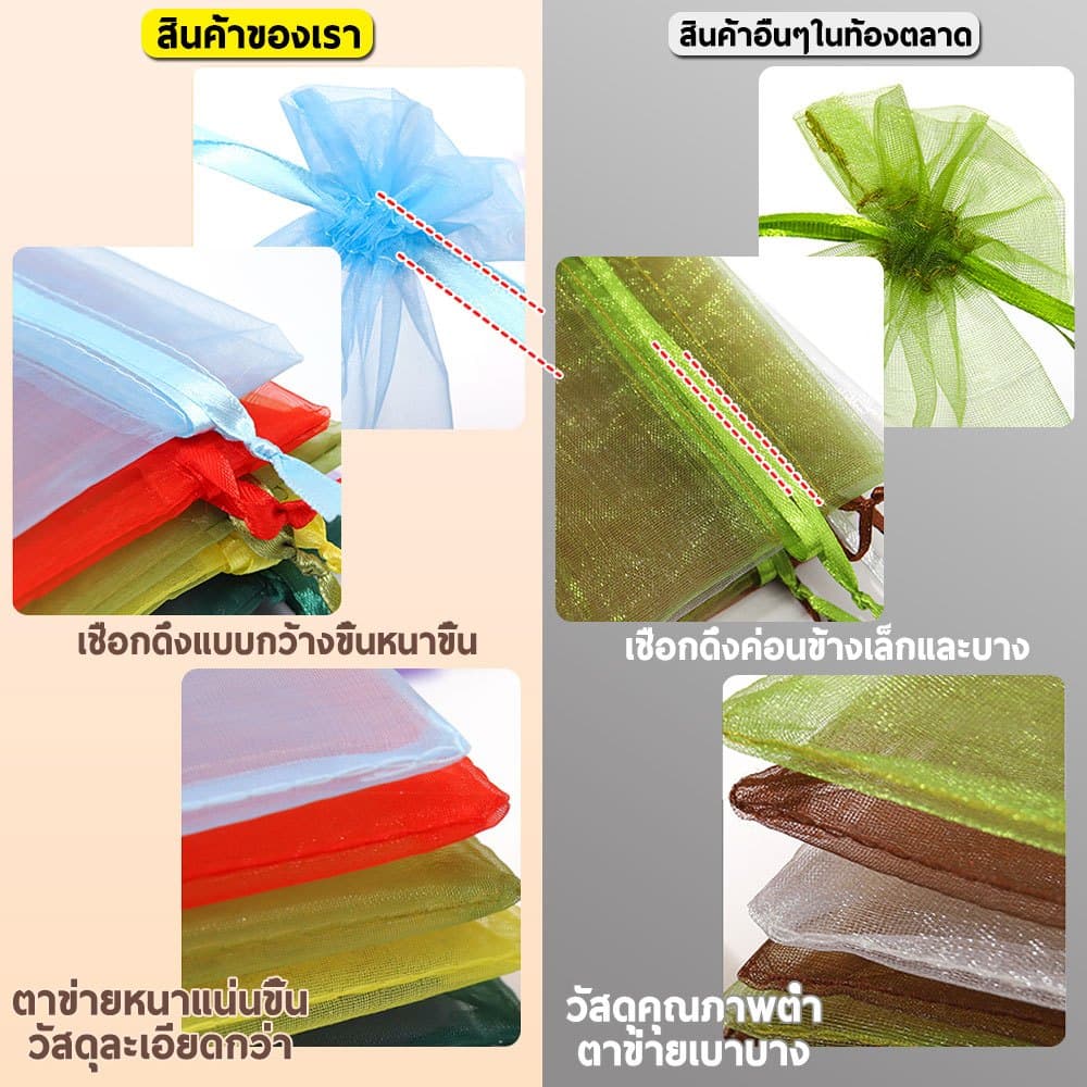 ถุงผ้าไหมแก้ว ถุงตาข่ายไนล่อน ขนาด 9x12ซม. 7x9ซม. ห่อของขวัญ ใช้ซ้ําได้ ถุงไหมแก้ว ถุงใส่ของขวัญ ถุงผ้าห่อผลไม้ รูปที่ 2