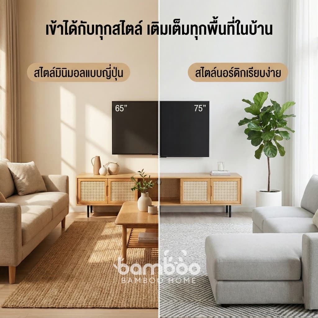 ตู้วางทีวี ชั้นวางทีวี ตู้ทีวีไม้ สามารถจัดเก็บของได้มาก วางทีวี55/65 นิ้วได้ รับน้ำหนัก 500KG รูปที่ 8