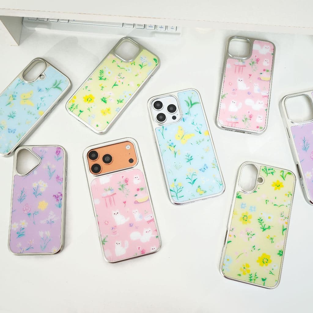 NEW Laongmoon เคสไอโฟนขอบเงิน พิมพ์ลาย Flower Sweet Collection สำหรับ iPhone 12 13 14 15 16 17 รูปที่ 7