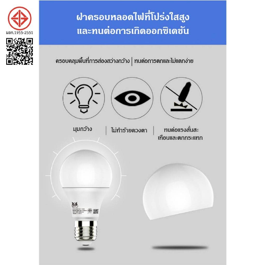 RPL หลอดไฟ LED 12W E27 ประหยัดไฟ สว่างมาก สำหรับบ้าน โคมแขวน โคมไฟเพดาน แสงนุ่มสบายตา รูปที่ 7