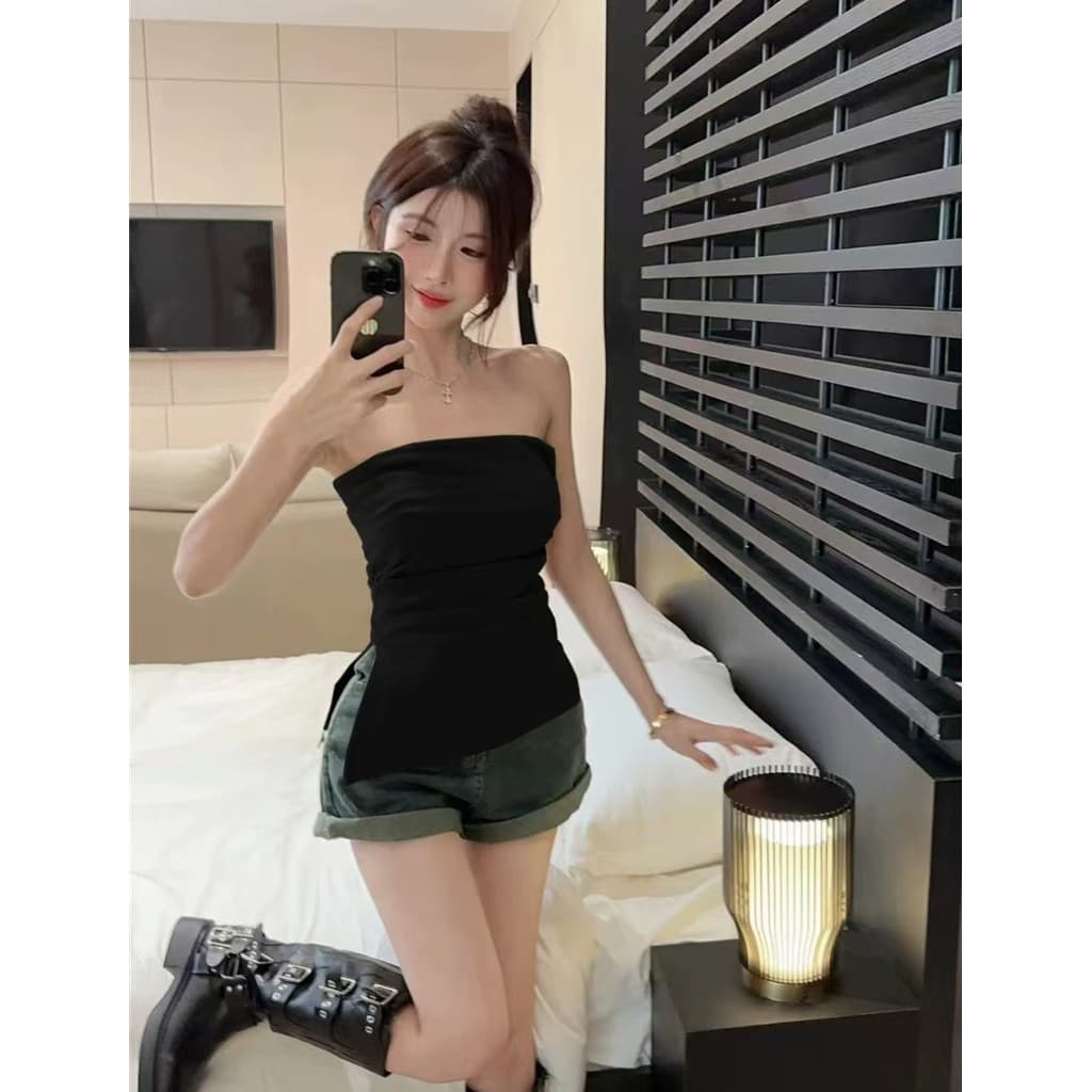 Hotgirl เสื้อกล้ามสีทึบสไตล์สาวร้อนเซ็กซี่สำหรับผู้หญิงเสื้อกระชับสัดส่วนสำหรับผู้หญิง รูปที่ 2