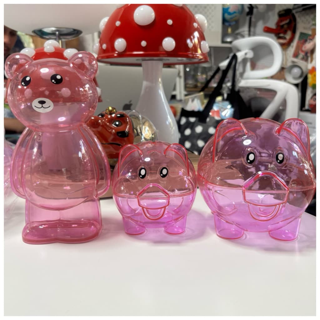 ออมสินหมูสี กระปุกออมสิน ออมสินสีใส วัสดุเป็นพลาสติกหนาอย่างดี กระปุกออมสินสีแดง รูปที่ 9