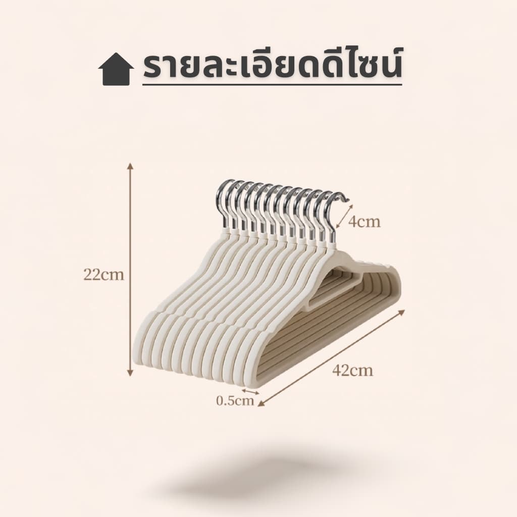 ดีถูกใจ.living ไม้แขวนพรีเมียม เนื้อเวลเวท 1แพ็ค50 ชิ้น ร่องกันลื่น ประหยัดพื้นที่ ตะขอหมุน360° รูปที่ 9