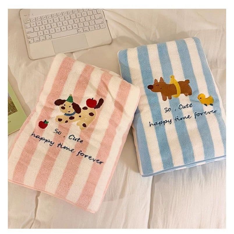 ผ้าเช็ดตัวลายน้องหมาน่ารัก ผ้าฟลีช ทำจากผ้า Coral Fleece ขนนุ่ม ซับน้ำดี แห้งไว รูปที่ 3