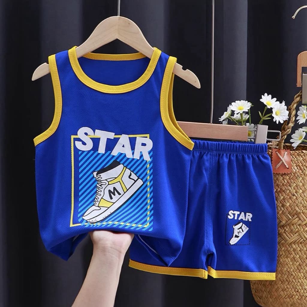 ชุดกีฬาเด็ก ชุดออกกำลังกาย เสื้อกล้าม+กางเกงขาสั้น เนื้อผ้าดี2026 รูปที่ 3