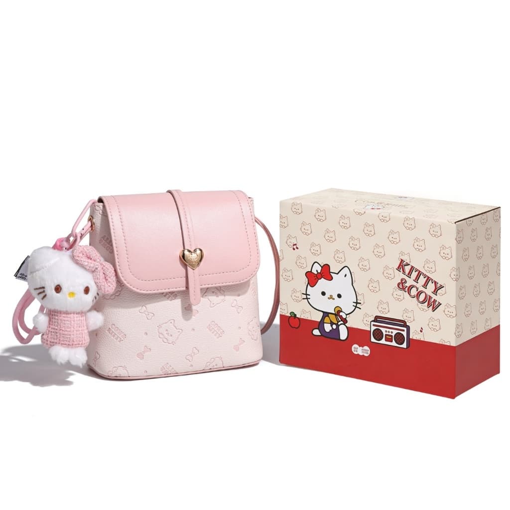 กระเป๋าสะพายข้าง Cow&Kitty สำหรับผู้หญิง หนัง PU สีชมพู น่ารัก กระเป๋าคิตตี้ พกพาง่าย กระเป๋าสะพายไหล่ผู้หญิง รูปที่ 3